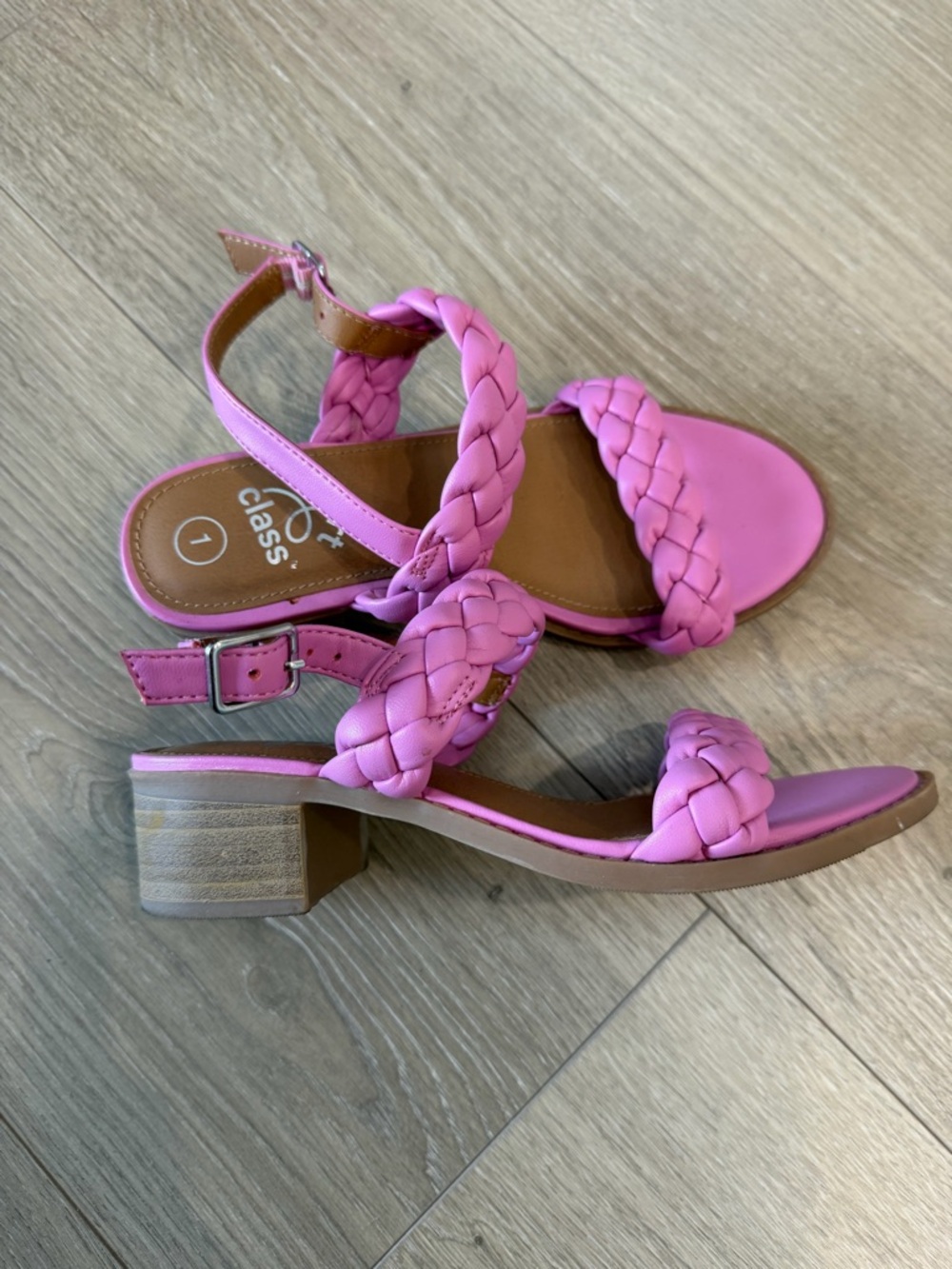 Art Class Pink Braided Block Heel Sandals